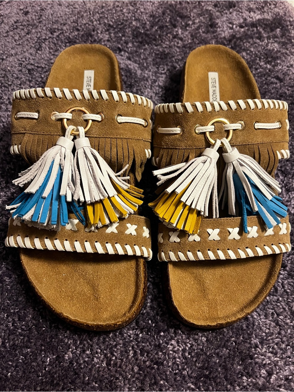 Steve Madden Fringe Woven Sandals-W 8- New-Not for wide feet-Super playful